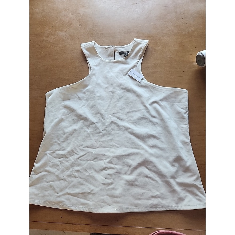 NWT  Banana Republic Sleeveless Racerback Blouse Top Shirt‎ XL Ivory Snow Day